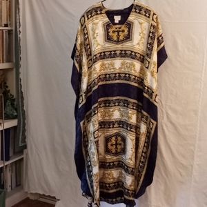 Vintage Navy-Black Gold & Cream Kaftan Top Shawl